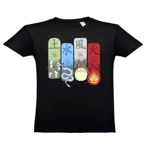 ESTUDIO-GIBLI-ELEMENTOS-NEGRO Camiseta Elementos de Studio Ghibli