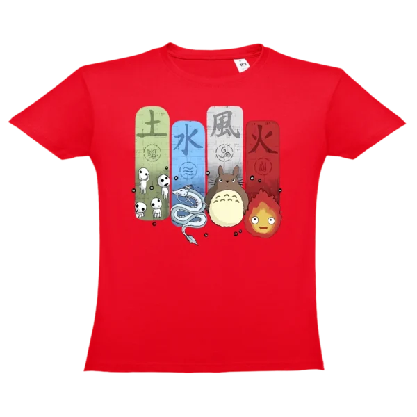 ESTUDIO-GIBLI-ELEMENTOS-ROJO Camiseta Elementos de Studio Ghibli